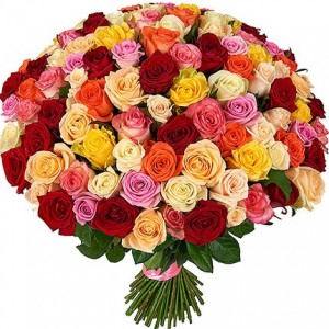 Create meme: a large bouquet, rose mix, 101 multi-colored rose
