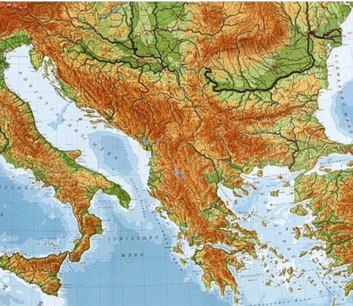 Create meme: physical map of the Balkan peninsula, relief of the Balkan peninsula map, the Balkan peninsula