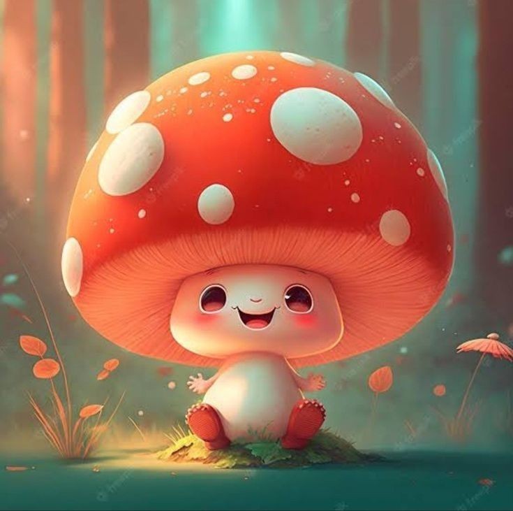 Создать мем: сказочные грибы, иллюстрации милые, маленькие грибы