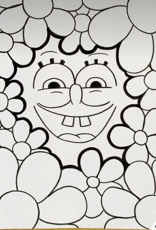 Create meme: kaws spongebob, drawings for coloring, coloring