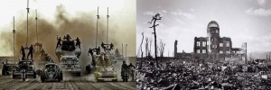 Create meme: the bombing of Hiroshima and Nagasaki, road rage, mad max the road