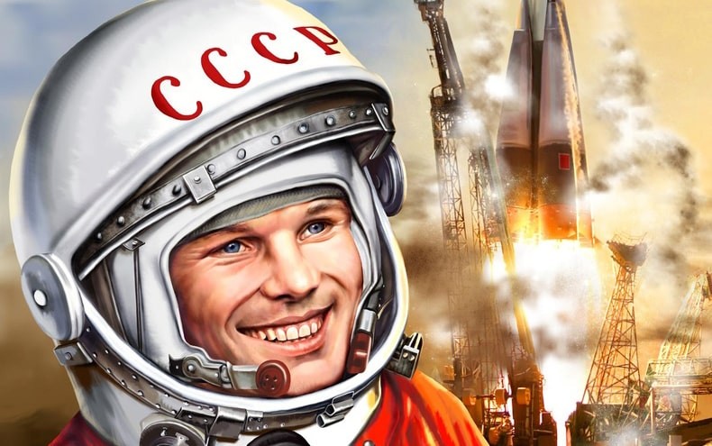 Создать мем: гагарин первый космонавт, 12 апреля 1961 года, советские космонавты
