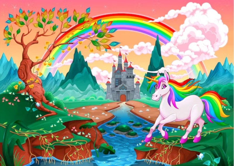 Create meme: unicorn castle, fabulous unicorn castle, unicorn rainbow castle