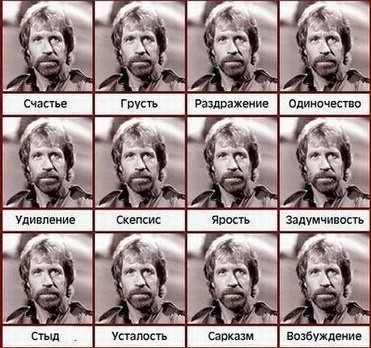 Create meme: Chuck Norris emotions, Chuck Norris , Emotions of a PR man Chuck Norris