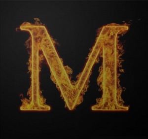 Create meme: letters, fiery letter m, fire letter n