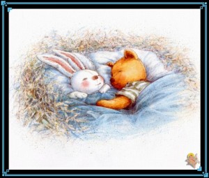 Create meme: bear and rabbit pictures, embroidery kits, embroidery