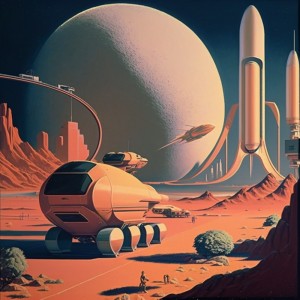 Create meme: Mars, retro futurism
