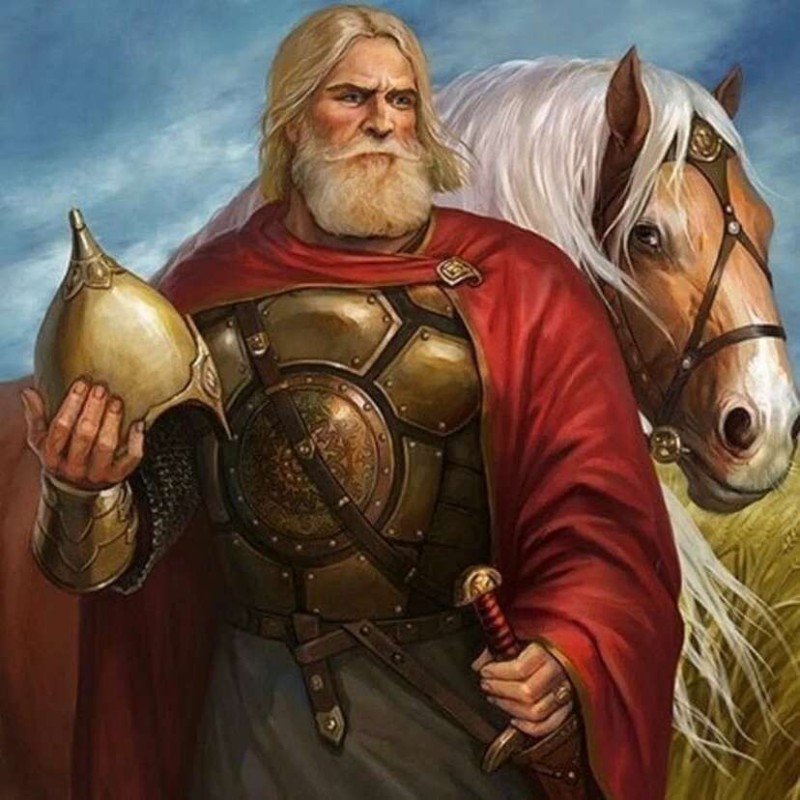 Create meme: hero Alyosha Popovich Stepan gilev, bogatyr art, heroes of the Russian land