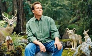 Create meme: Schwarzenegger in the woods