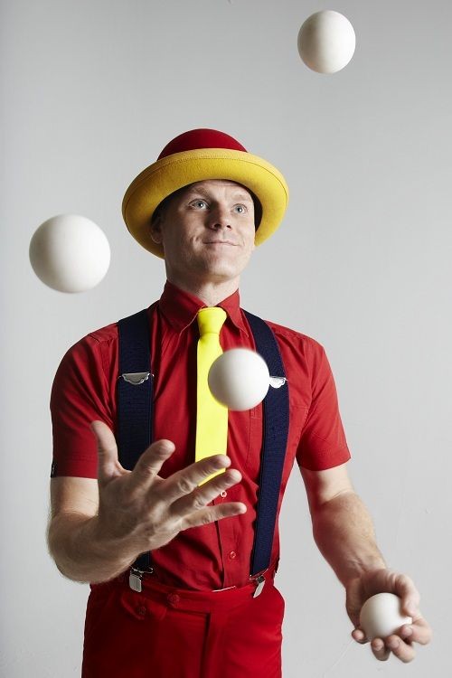 Create meme: juggler, juggling, The clown is juggling