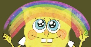 Create meme: spongebob imagination picture, imagination spongebob, logic spongebob with rainbow
