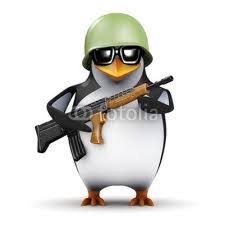 Create meme: linux ubuntu, linux server, penguin with a gun