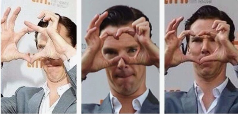 Create meme: benedict cumberbatch heart, Benedict cumberbatch , Benedict Cumberbatch shows a heart