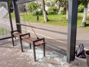 Create meme: bus stop, destroyed bus stop, ruin the spot