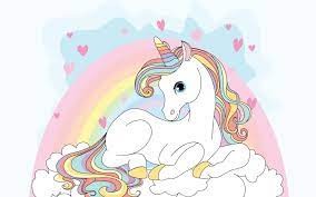 Create meme: unicorn drawing for kids, a unicorn with rainbow hair, unicorns background