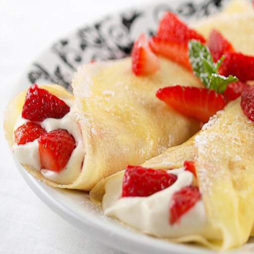 Create meme: pancakes with mascarpone, pancakes , pancakes with strawberries and cream