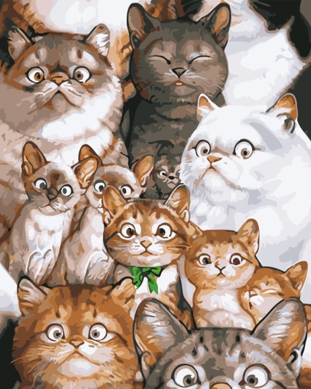 Create meme: Makoto muramatsu cats, cat art, a lot of cats art