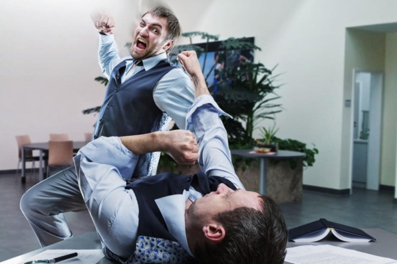 Create meme: aggression in the office, conflict in the office, women's fights in the office