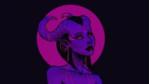 Создать мем: черный фон неон, фиолетовый аватар, неоновый демон арт