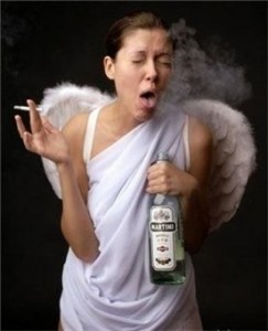 Create meme: woman, funny pictures of angels, Smoking is very harmful picture