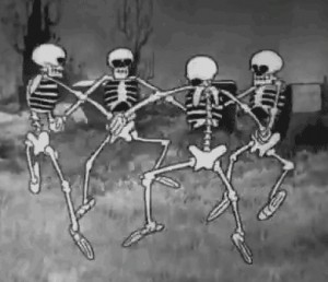 Create meme: skeletons dancing on the bones, spooky scary skeleton dance reference, skeleton spooky