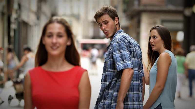 Create meme: the guy turns around, the man turns to the woman, wrong guy meme