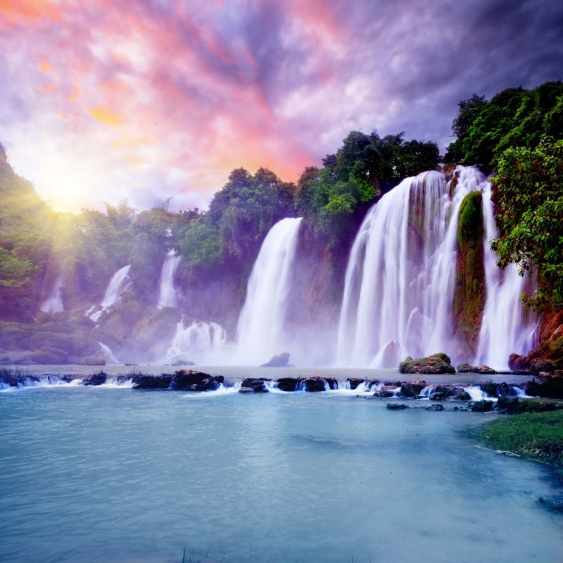Создать мем: водопад, пейзаж водопад, фотообои райский водопад
