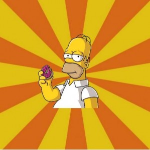 Создать мем: гомер с пончиком, Симпсоны, Гомер