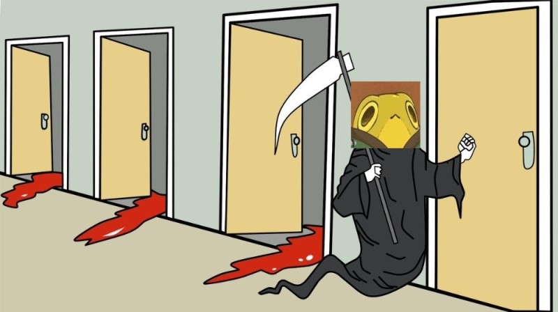 Create meme: death with a scythe knocks on the door, meme the grim Reaper, death is knocking at the door