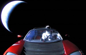Create meme: Tesla in space, tesla roadster