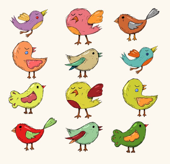 Создать мем: маленькая птичка, птичка рисунок, мультяшные птички
