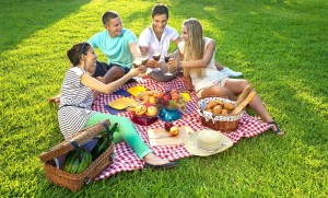Создать мем: семейный пикник, природа пикник, пикник с друзьями на природе