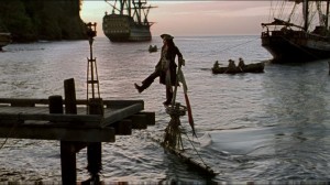 Создать мем: фильм пираты карибского моря лодка, pirates of the caribbean, джек воробей прибытие в порт ройал
