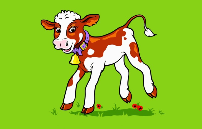 Создать мем: рисунок для детей корова, мультяшная корова, теленок рисунок