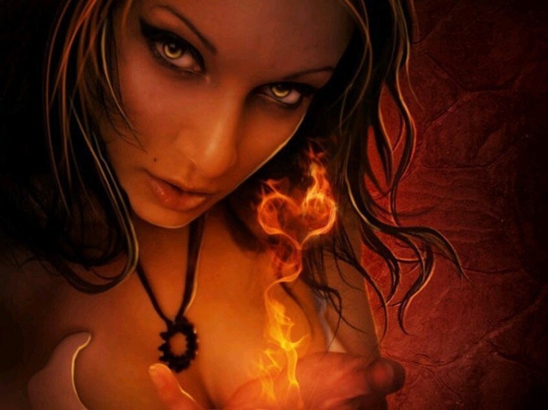 Create meme: beautiful witch, The fiery girl, fantasy witch