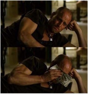 Create meme: woody Harrelson Zombieland crying, Woody Harrelson, wipes tears with money