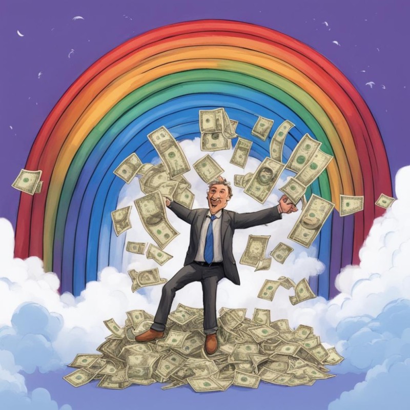 Create meme: money , rainbow with money, 100% of your income