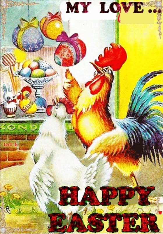 Create meme: the year of the rooster , illustration of a rooster and chickens with grain, chicken postcard