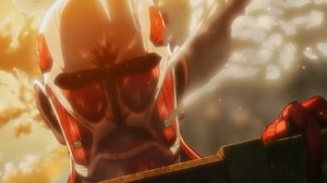 Create meme: attack on Titan colossal Titan