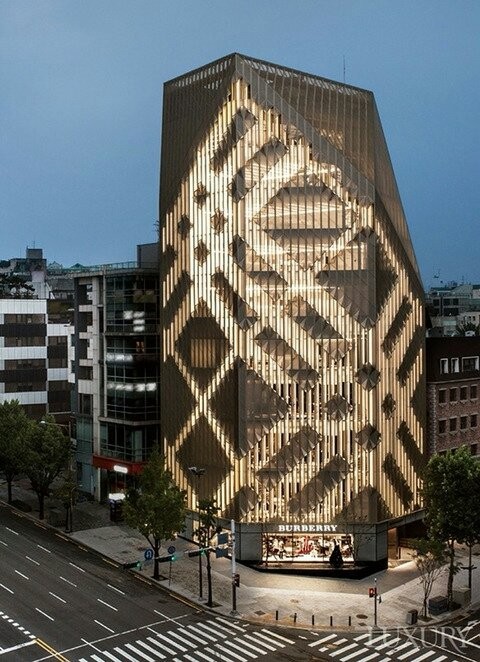 Create meme: The burberry building, Louis Vuitton Building in Korea, the facade of the building