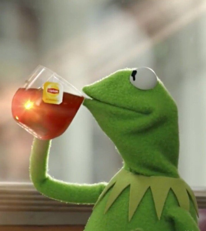 Create meme: Kermit the frog, Kermit drinking tea, Kermit the frog 
