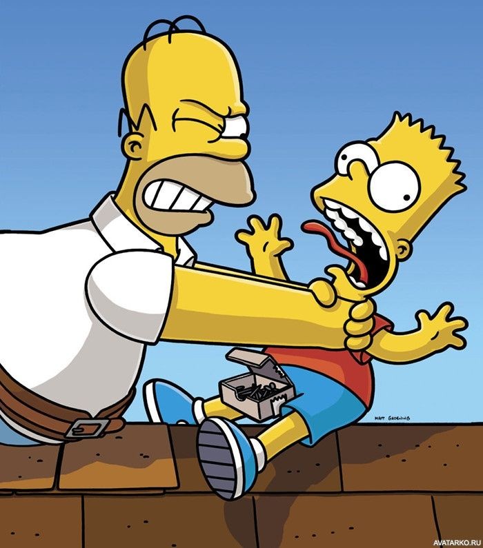 Create meme: the simpsons poster, Homer , Homer strangles Bart