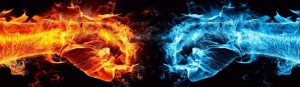 Create meme: fire and water, fire and ice, two elements