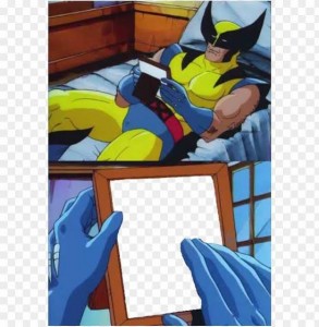 Create meme: Wolverine comic, meme of Wolverine on the bed template, meme Wolverine on the bed
