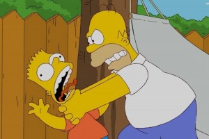 Create meme: Homer Simpson sad, the simpsons, Homer strangles Bart