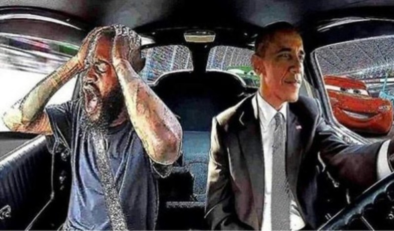 Create meme: Obama is riding in a car, Barack Obama , people 