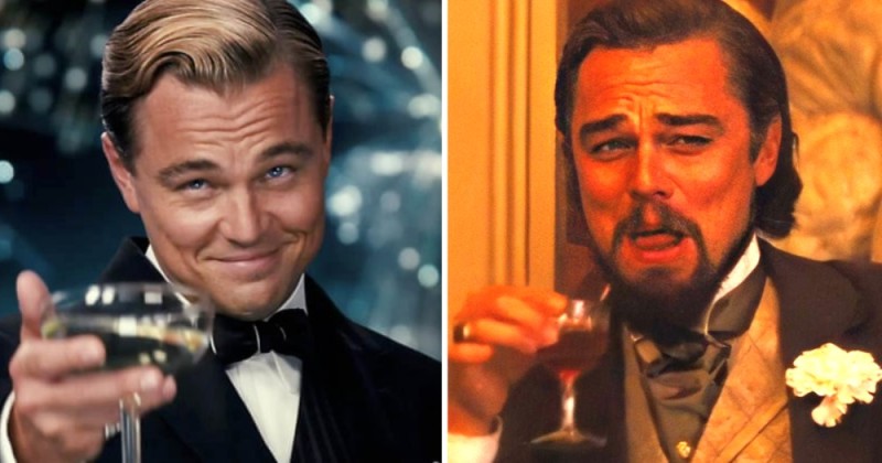 Create meme: DiCaprio raises a glass, leonardo dicaprio's meme with a glass, DiCaprio Gatsby