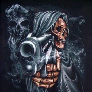 Create meme: skull pattern, skeleton with a gun, skeleton with a gun