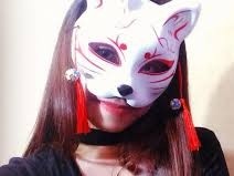 Create meme: japanese kitsune mask, japanese masks, half face kitsune mask