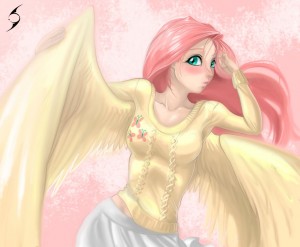 Создать мем: anthro, my little pony, fluttershy